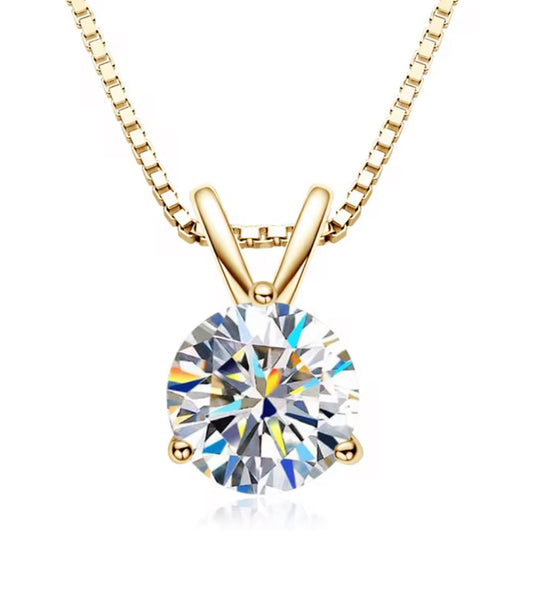 Luxury Moissanite Necklace – 925 Gold, 18K Gold Plated, Sparkles Like a Diamond