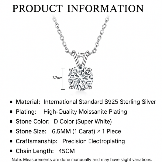 Luxury Moissanite Necklace – 925 Silver, 18K Gold Plated, Sparkles Like a Diamond